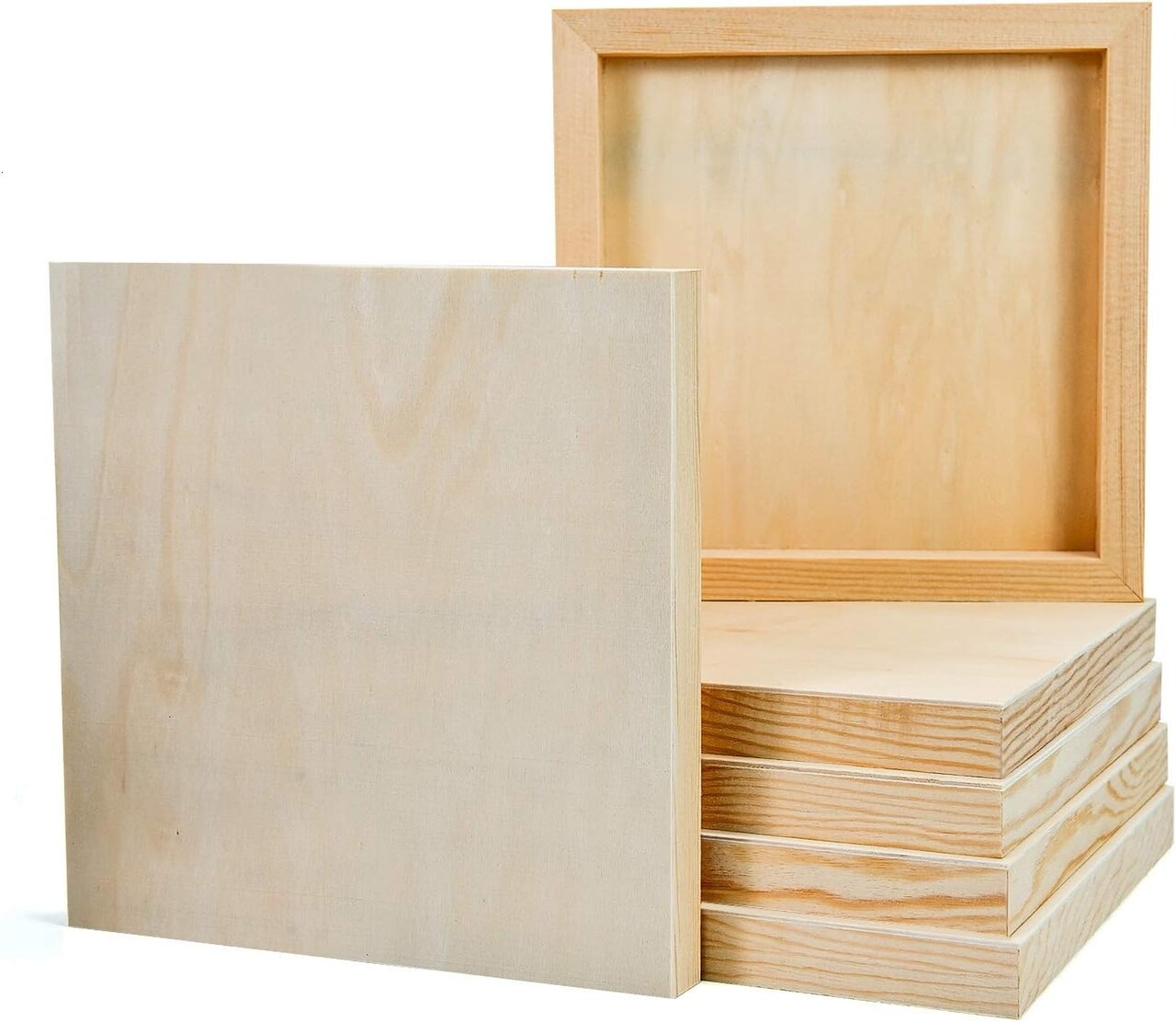6 Pcs 8'' x 8'' Unfinished Wood Cradled Painting Panel Boards for Arts & Craft - Wooden Canvas Panels